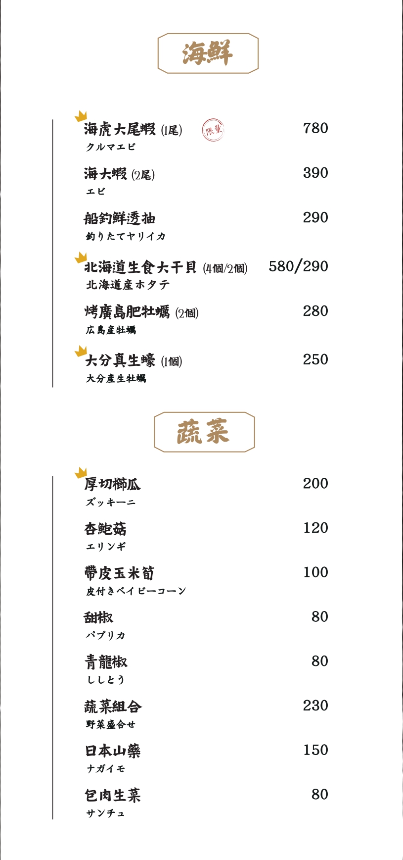 大股熟成燒肉-台中台南菜單